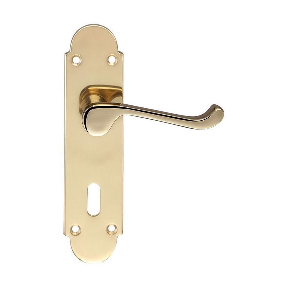 Oxford Lever on Lock Backplate Polished Brass